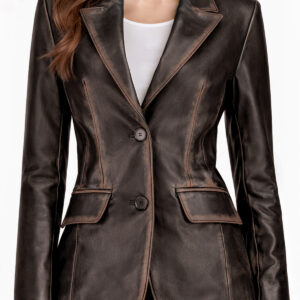 Women's Leather Blazer Jacket - Formal & Casual Coat 4 3