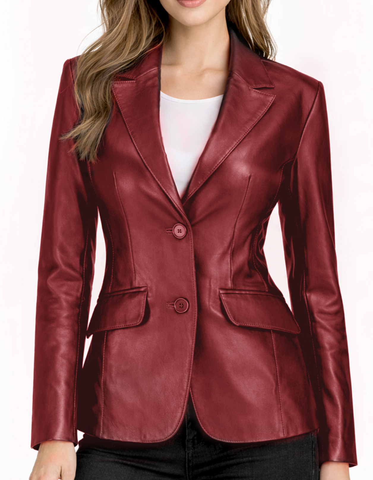 Women's Leather Blazer Jacket - Formal & Casual Coat Women's Leather Blazer Jacket - Formal & Casual Coat - Image 30
