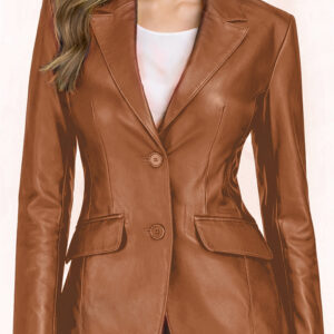 Women's Leather Blazer Jacket - Formal & Casual Coat 4 6