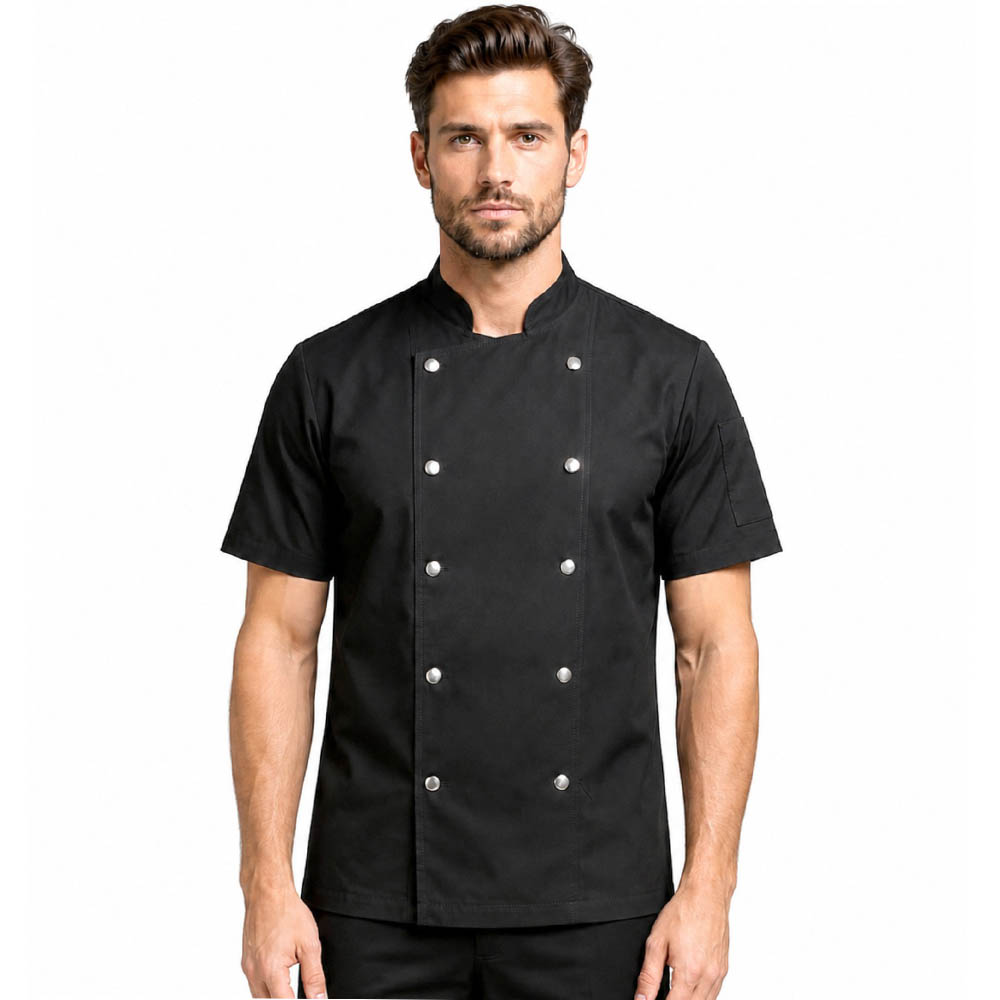 Men's Chef Jacket Short Sleeve Double Breasted Kitchen Coat MENS CHEF JACKET CLARA LEATHER JACKETS