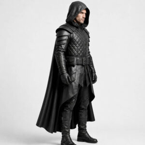 Men Leather Armor with Hooded Cloak Warrior Stylev