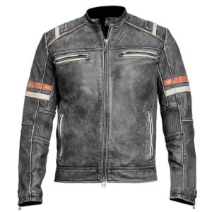 Men Vintage Retro 2 Biker Distressed jacket