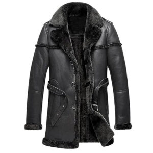 Mens B3 Raf Aviator Leather Jacket Genuine Real Sheepskin Vintage Airforce Bomber Flying Pilot Winter Warm Faux Fur Coat
