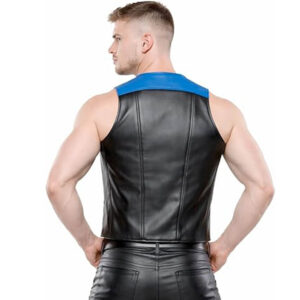 Men's Bar Tender Gay Bluf Adult Costume Classic Waist Coat Vest Black Leather