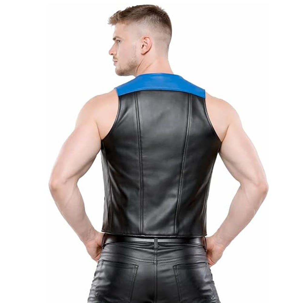 Men's Leather Bartender Vest Sleeveless Costume Style Waistcoat Men's Leather Bartender Vest Sleeveless Costume Style Waistcoat - Image 9
