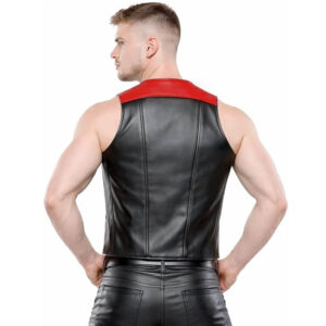 Men's Leather Bartender Vest Sleeveless Costume Style Waistcoat Mens Bar Tender Gay Bluf Costume Style Classic Coat Vest Black Leather
