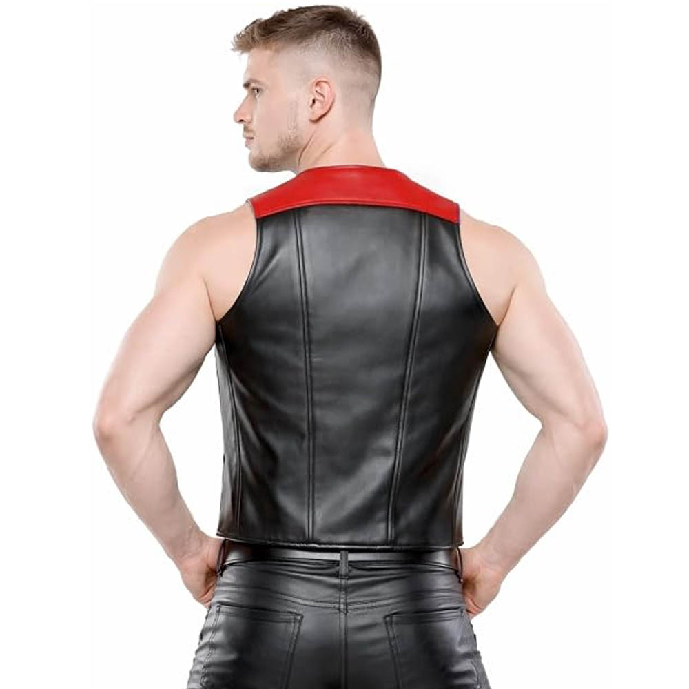 Men's Leather Bartender Vest Sleeveless Costume Style Waistcoat Men's Leather Bartender Vest Sleeveless Costume Style Waistcoat - Image 6