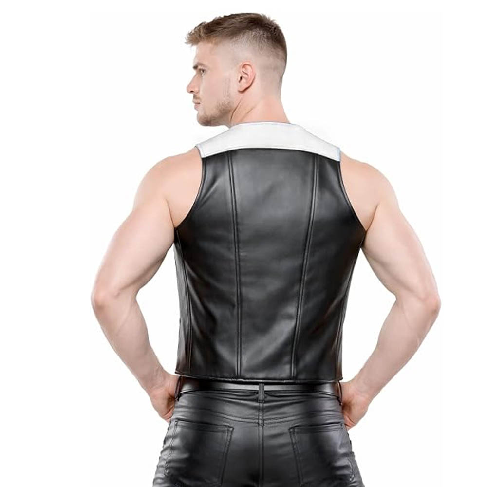 Men's Leather Bartender Vest Sleeveless Costume Style Waistcoat Men's Leather Bartender Vest Sleeveless Costume Style Waistcoat - Image 13