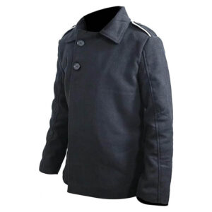 Mens Black Military Style Wool Coat Vintage Classic WW2 Army Jacket Winter Outwear Smart Casual Overcoat