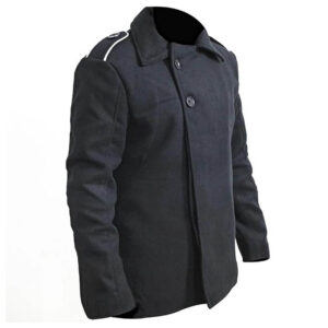Mens Black Military Style Wool Pea Vintage Classic WW2 Army Jacket Winter Outwear Smart Casual Overcoat