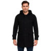 Men’s Black Wool Duffle Coat Hooded Toggle Button OvercoatWarm Hoodie Mid Length Trench Coat