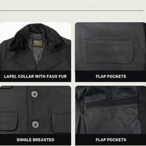Men's Long New Black Wool Coat Timeless Business Overcoat Mens Black Wool Trench Coat Winter Coat Casual Regular Fit Classic Single Breasted Outwear Business Overcoat