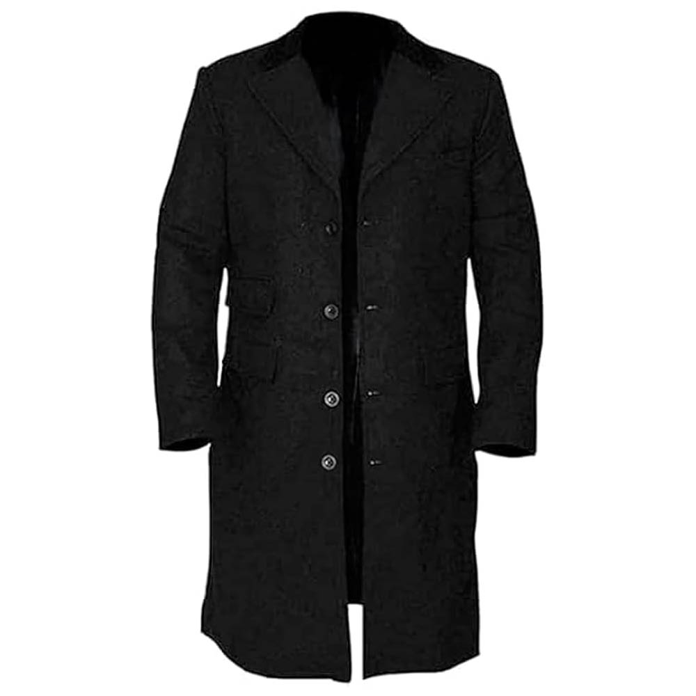 Men's Long New Black Wool Coat Timeless Business Overcoat Men's Long New Black Wool Coat Timeless Business Overcoat - Image 4