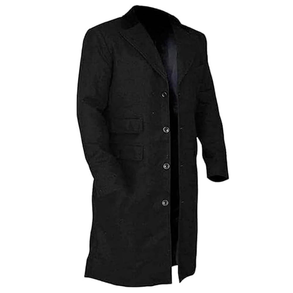 Men's Long New Black Wool Coat Timeless Business Overcoat Men's Long New Black Wool Coat Timeless Business Overcoat - Image 5