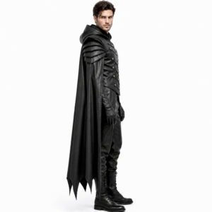 Mens Dark Knight Leather Cloak Costume Shoulders