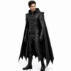 Men's Dark Knight Leather Cloak Costume Armored Shoulders
