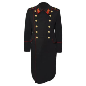 Alternative view of Men's Military Style Black Wool Long Coat Double Breasted Overcoat