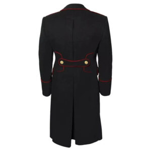 Men's Military Style Black Wool Long Coat Double Breasted Overcoat Mens Double Breasted Military Style Coat Black Wool Long Coat Warm Winter Casual Overcoat Jacket