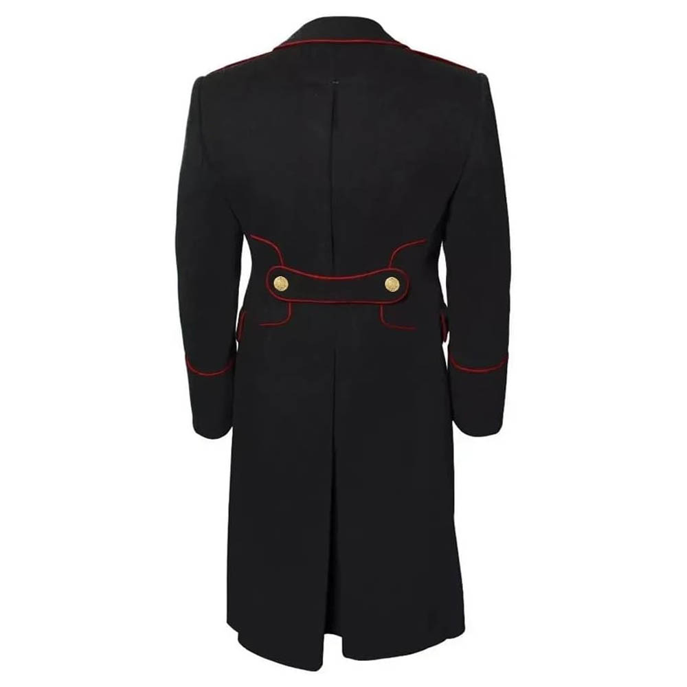 Men's Military Style Black Wool Long Coat Double Breasted Overcoat Men's Military Style Black Wool Long Coat Double Breasted Overcoat - Image 4
