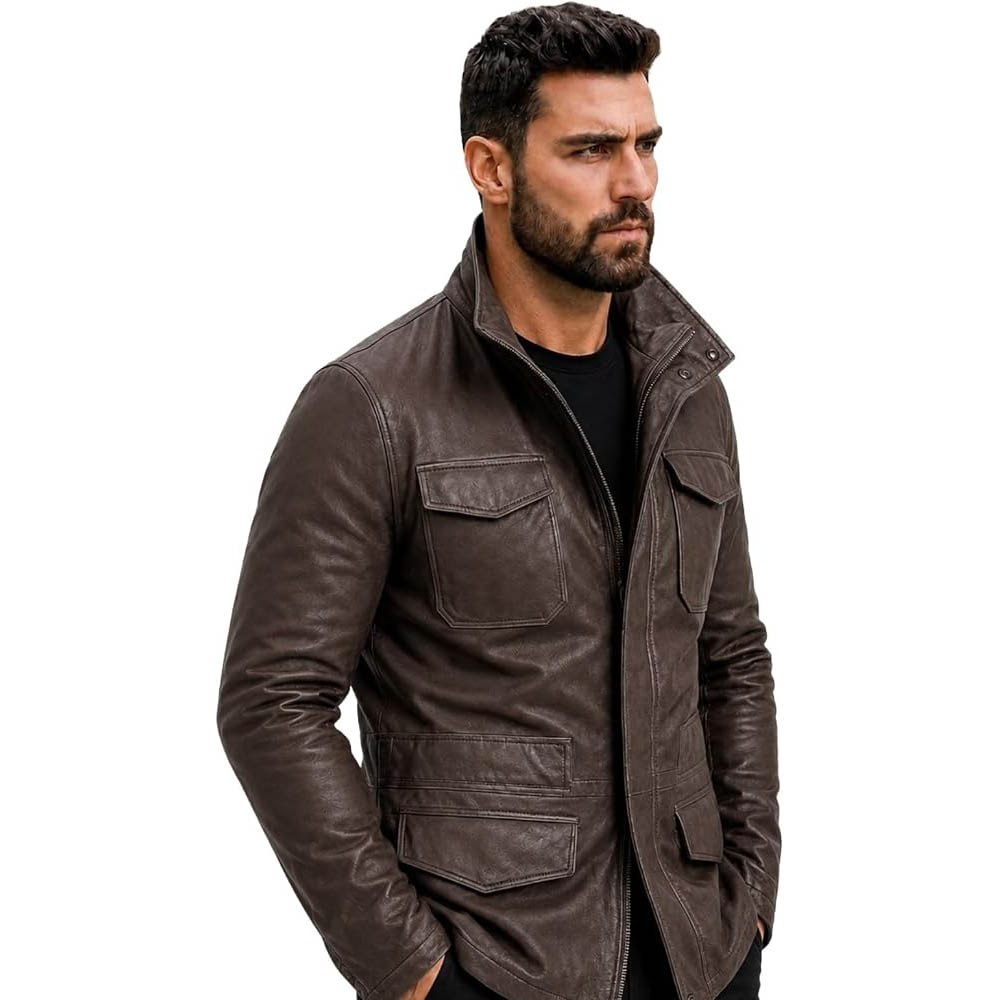 Men’s Military M65 Field Genuine Leather Jacket Men’s Military M65 Field Genuine Leather Jacket - Image 4