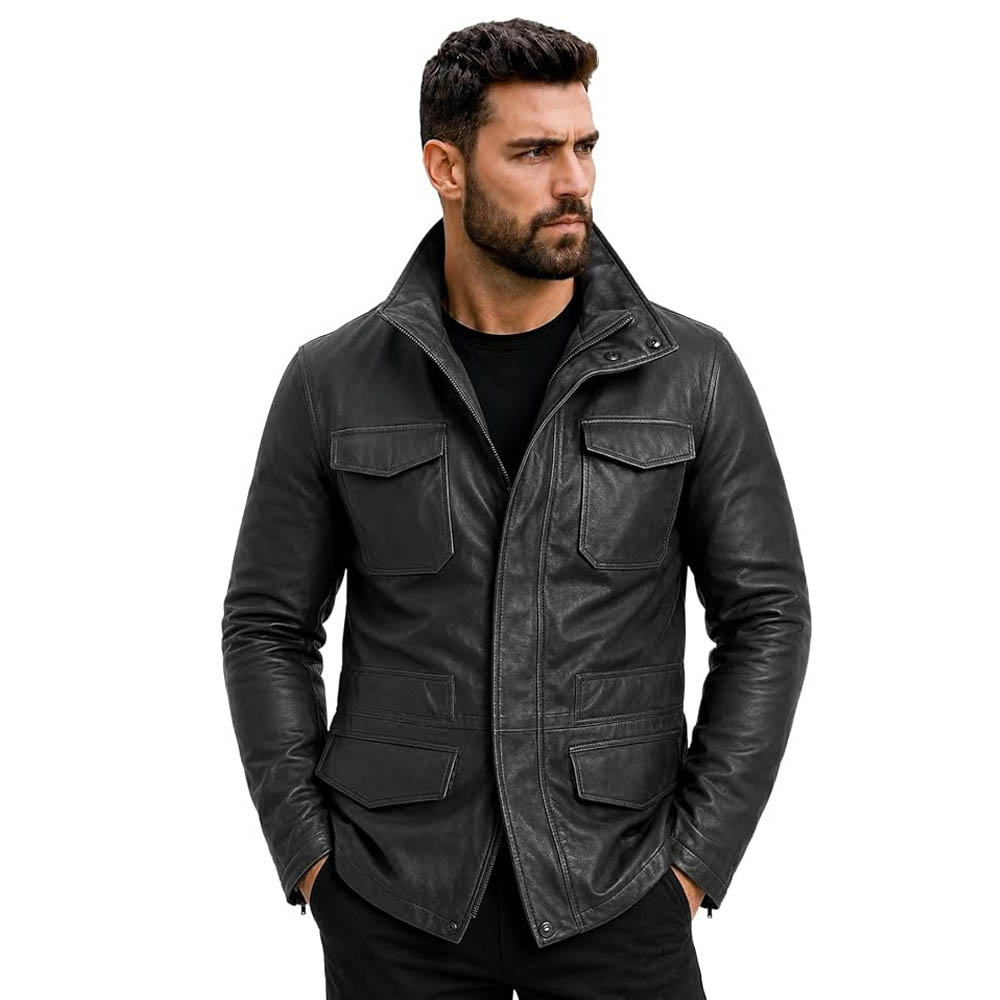 Men’s Military M65 Field Genuine Leather Jacket Men’s Military M65 Field Genuine Leather Jacket - Image 2