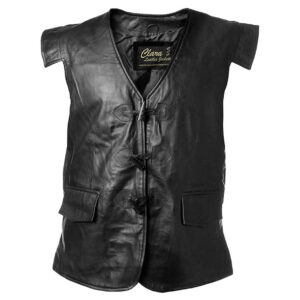 Alternative view of Real Leather Kilt Vest Sleeveless Toggle Waistcoat