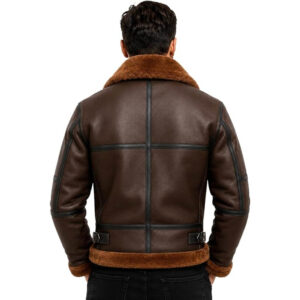 Men's Sheepskin B3 Bomber Jacket Vintage RAF Pilot Style UK Mens Genuine Sheepskin Leather B3 Aviator Flying Jacket WW2 RAF Vintage Pilot Style Winter Faux Fur Leather Jacket