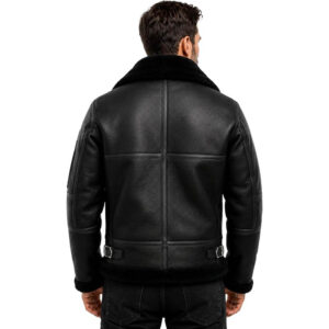 Men's Sheepskin B3 Bomber Jacket Vintage RAF Pilot Style UK Mens Genuine Sheepskin Leather B3 Bomber Aviator Jacket WW2 RAF Vintage Pilot Style Winter Faux Fur Leather Jacket