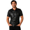 Men's HOT Real Sheep Leather Police Uniform Bluff Gay Shirt