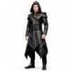 Men's Hooded Leather Trench Coat Gothic Medieval Style Long Coat