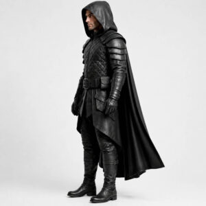 Men's Leather Armor with Hooded Cloak Warrior Stylev
