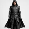 Men's Leather Armor Costume with Hooded Cloak Warrior Style