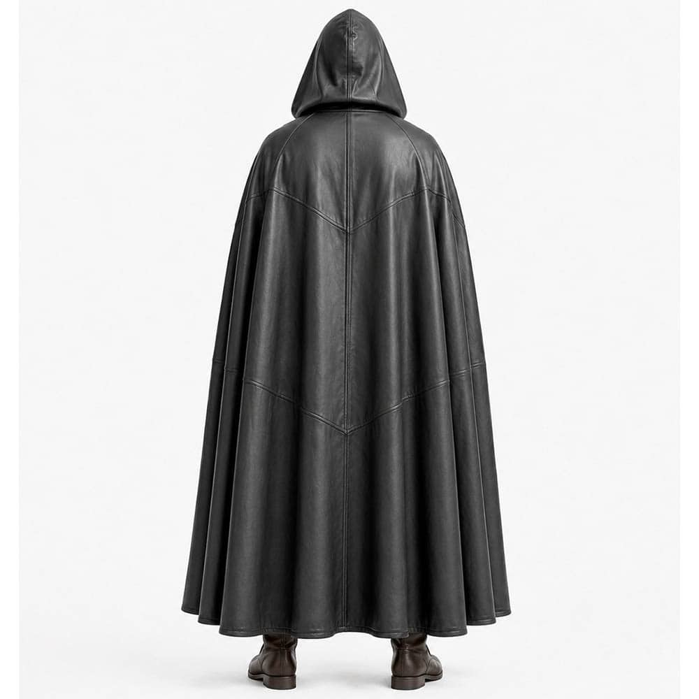 Men's Long Hooded Leather Cloak Medieval Renaissance Style Cape Men's Leather Cloak Medieval Style Cape