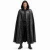 Men's Leather Hooded Cloak Long Gothic Halloween Costume