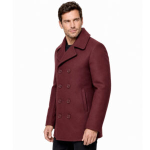 Mens Navy Style Black Peacoat Warm Overcoat