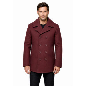 Alternative view of Men's Navy Style Black Peacoat Warm Wool Overcoat