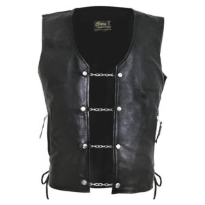 Alternative view of Men's Classic Leather Waistcoat Lace-Up Motorcycle Vest