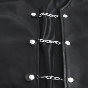 Mens Real Leather Biker Waistcoat With Side Genuine Soft Black Sheepskin Vintage Classic Motorcycle Gilet 1