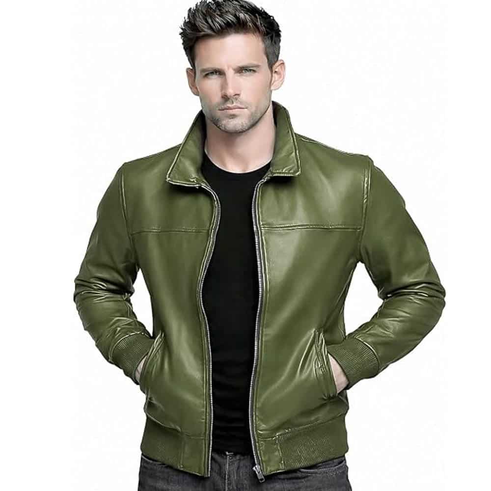 Mens Biker Vintage Bomber Leather Jacket Mens Biker Vintage Bomber Leather Jacket - Image 5