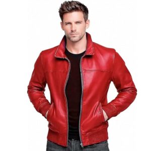 Mens Biker Vintage Bomber Leather Jacket Mens Real Leather Jacket Vintage Biker Cafe Racer Style Genuine Lambskin Soft Distress Leather Motorcycle Bomber Jacket 2