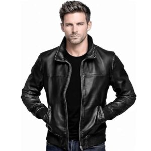 Mens Real Leather Jacket Vintage Biker Cafe Racer Style Genuine Soft Distress Leather Motorcycle Bomber Jacket