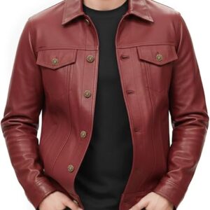 Mens Real Leather Jacket Western Cowboy Style Genuine Soft Leather Biker Jacket Winter Warm Casual Leather Jacket