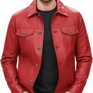 Mens Real Leather Jacket Western Cowboy Style Soft Biker Jacket Winter Warm Casual Leather Jacket