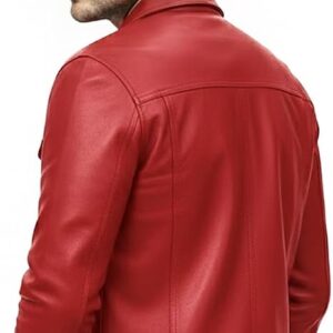 Mens Real Leather Jacket Western Cowboy Style Soft Sheepskin Biker Jacket Winter Warm Casual Leather Jacket