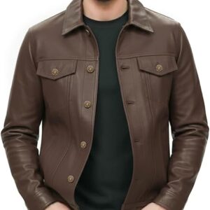 Mens Real Leather Jacket Western Style Soft Sheepskin Leather Biker Jacket Winter Warm Casual Leather Jacket