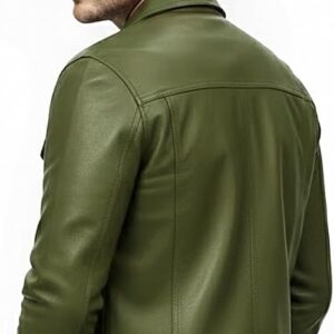 Mens Real Leather Jacket Western Trucker Cowboy Style Genuine Soft Leather Biker Jacket Winter Warm Casual Leather Jacket