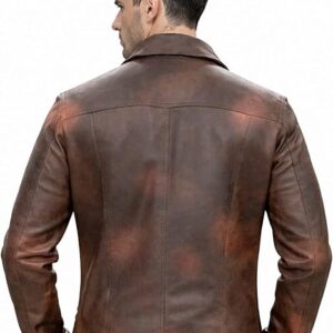 Mens Real Leather Western Trucker Style Genuine Soft Sheepskin Leather Biker Jacket Winter Warm Casual Leather Jacket
