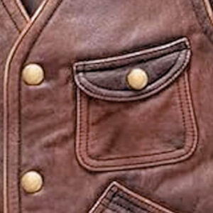 Mens Real Style Genuine Leather Multi Pockets Waistcoat
