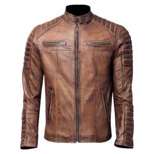 Men's Club Retro Biker Vintage Leather Jacket Mens Vintage Cafe Racer Biker Causal Zipper Classic Moto Racer Fashion Genuine Leather Jacket New