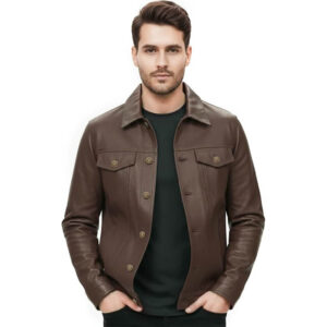 Men's Western Trucker Cowboy Leather Jacket